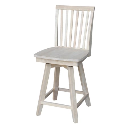 International Concepts Mission Counter Height Stool, with Swivel, 24" Seat Height, Unfinished S-262SW